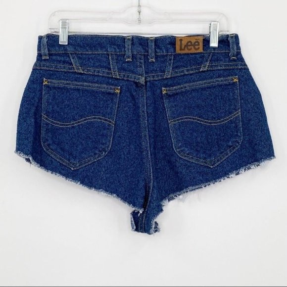 Vintage Lee Cut Off Denim Shorts Cheeky High Cut Daisy Dukes Hot Pants Sz 10 - Picture 2 of 10